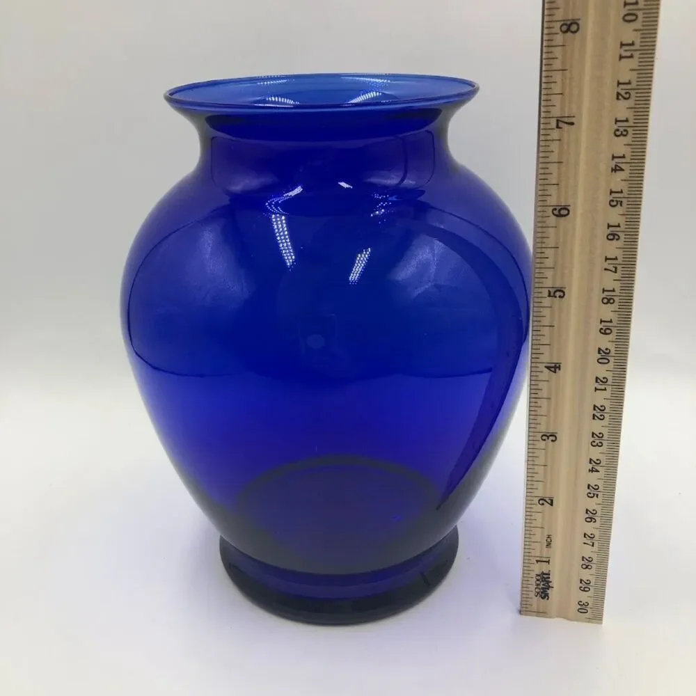Cobalt Blue Glass Vase Tabletop Shelf Decor Collectible Medium Size Accent Piece
